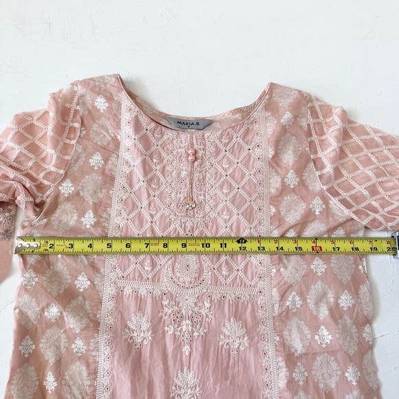 Maria.B Pakistanis Embroidered Beaded Dress Pink Peach Dress Size M - Picture 7 of 8